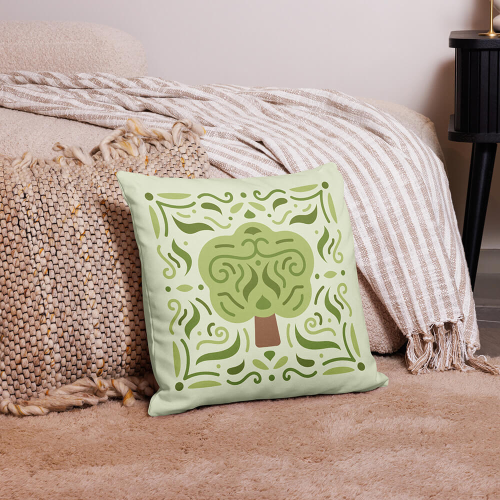 Cel-Shading Art Toon Tree Throw Pillow Room Decor