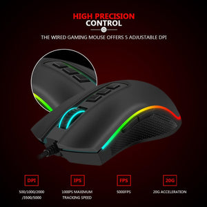Chroma RGB Backlight Gaming Mouse Adjustable 5000 DPI 1000Hz USB
