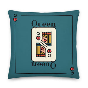 Classic Queen Card Game Throw Pillow 22x22"