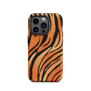 Classic Savage Tiger Skin Pattern iPhone 14 Pro Robust Case