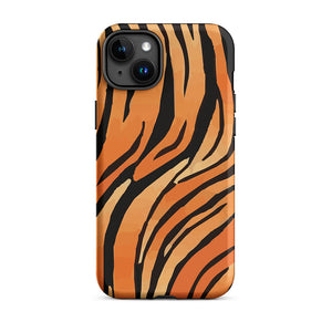 Classic Savage Tiger Skin Pattern iPhone 15 Plus Robust Case