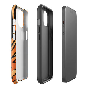 Classic Savage Tiger Skin Pattern iPhone 15 Robust Case Double-Layer