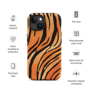 Classic Savage Tiger Skin Pattern iPhone 15 Robust Case Features