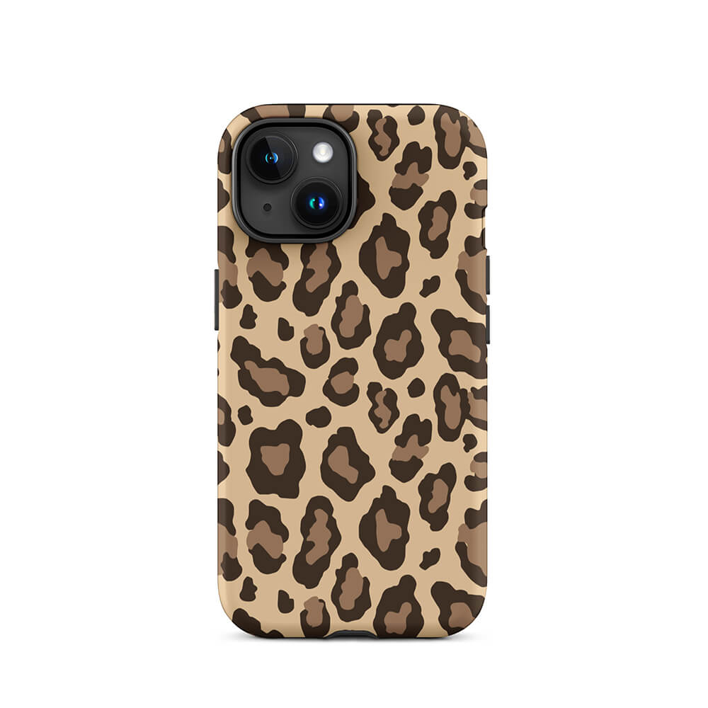 Classic Wildlife Leopard Skin Pattern iPhone 15 Rugged Case
