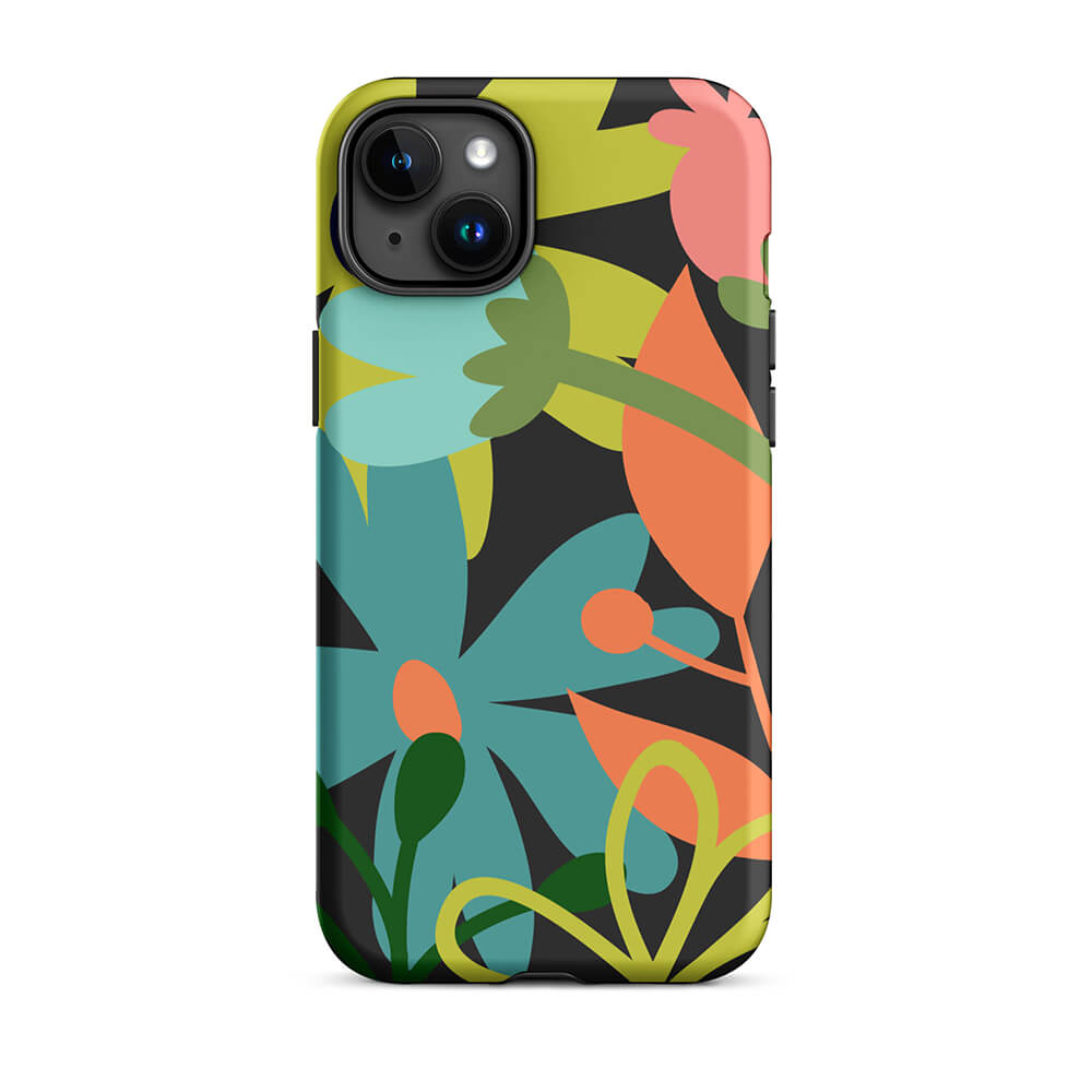 Colored Lush Flower Plant Leaves iPhone 15 Plus Tough Case
