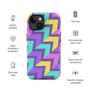 Colorful Abstract Level Up Arrowhead iPhone 15 Tough Case Features