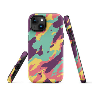 Colorful Flashy Camouflage Armor Design iPhone 15 Tough Case Picture