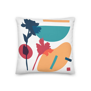 Colorful Floral Abstract Shapes Throw Pillow 18x18"