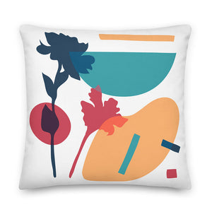 Colorful Floral Abstract Shapes Throw Pillow 22x22"