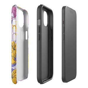 Colorful Lily Flower Assortment Sketch iPhone 15 Robust Case Double Layer