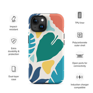 Colorful Modern Nature Plant Leaves iPhone 15 Robust Case Features