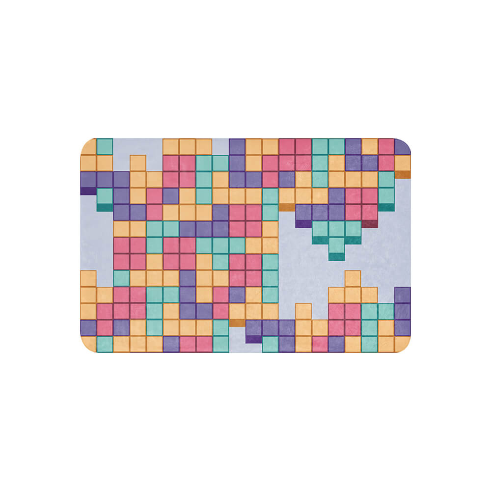 Colorful Retro Game Tile Cube Sherpa Blanket 37*57"