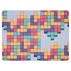 Colorful Retro Game Tile Cube Sherpa Blanket 60x80"
