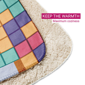 Colorful Retro Game Tile Cube Sherpa Blanket Keep Warmth