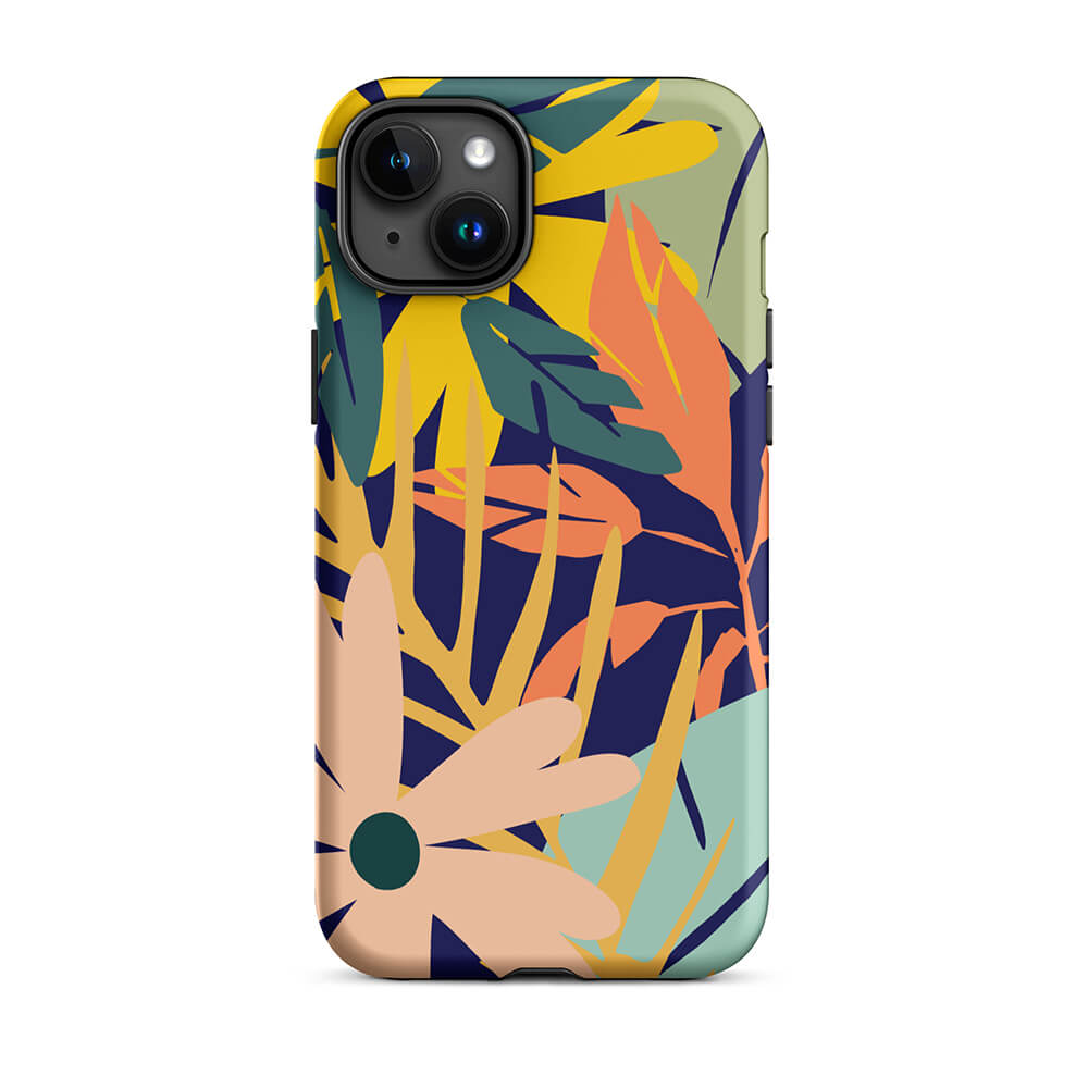 Colorful Seasonal Blooming Flower Leaves iPhone 15 Plus Tough Case