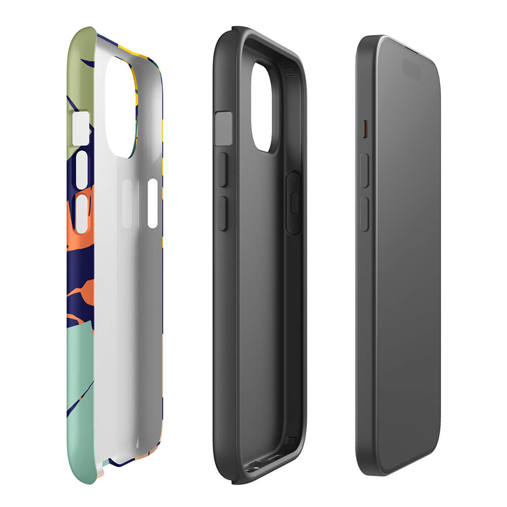 Colorful Seasonal Blooming Flower Leaves iPhone 15 Tough Case Double-Layer