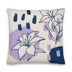 Cozy Blooming Modern Lily Flower Throw Pillow 22x22"