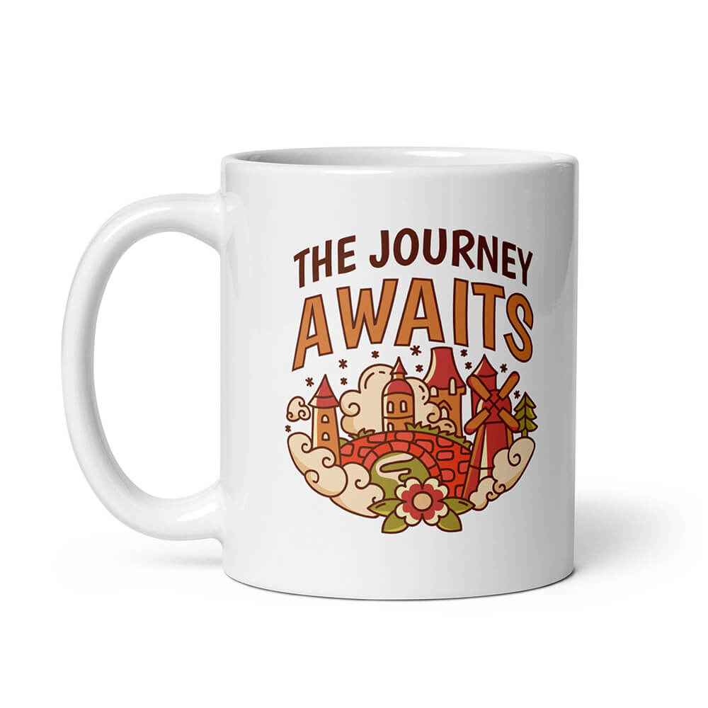 Cozy Cartoon Medieval City Mug Adventurer Journey 11oz