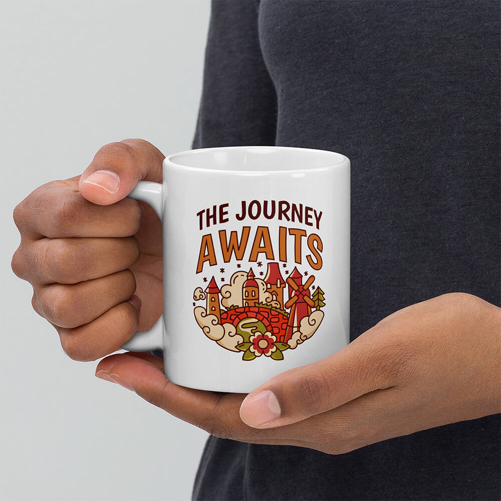 Cozy Cartoon Medieval City Mug Adventurer Journey 11oz Mockup