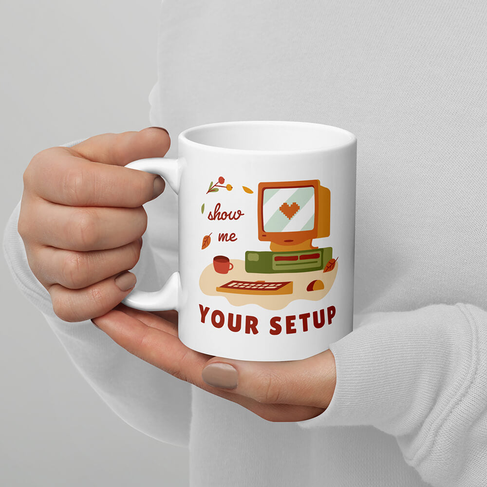 Cozy Desktop Computer Setup Showcase Mug Coffee Cup 11oz Mockup