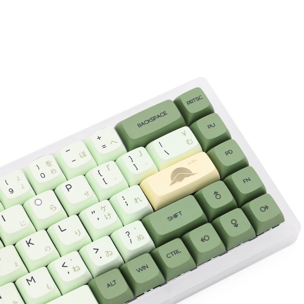 Cozy Matcha Green Tea PBT Keycaps Keyboard Keys Mockup Right Side