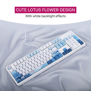 Cute Bluetooth Lotus Flower Landscape Mechanical Keyboard White Backlight