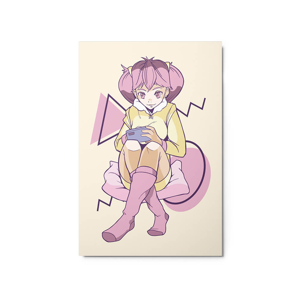 Cute Casual Gaming Girl Time Metal Poster 20x30"