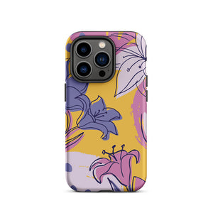 Drawing Style Lily Flower Assortment iPhone 14 Pro Robust Case