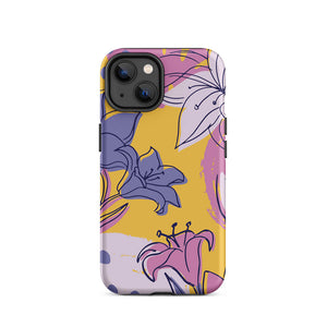 Drawing Style Lily Flower Assortment iPhone 14 Robust Case
