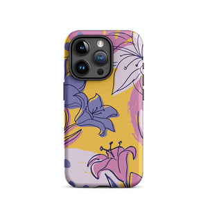 Drawing Style Lily Flower Assortment iPhone 15 Pro Robust Case