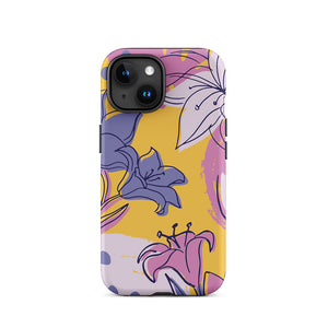 Drawing Style Lily Flower Assortment iPhone 15 Robust Case