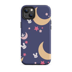 Dreamy Bunny Night Crescent Star iPhone 14 Plus Robust Case