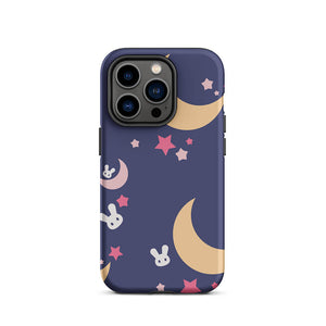 Dreamy Bunny Night Crescent Star iPhone 14 Pro Robust Case