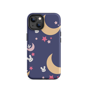 Dreamy Bunny Night Crescent Star iPhone 14 Robust Case