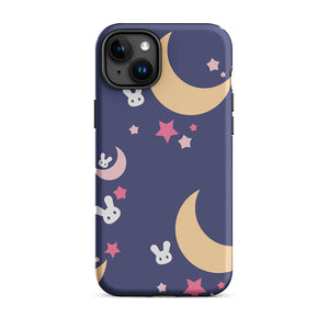 Dreamy Bunny Night Crescent Star iPhone 15 Plus Robust Case