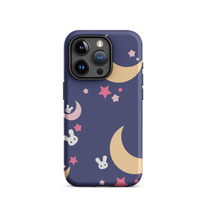 Dreamy Bunny Night Crescent Star iPhone 15 Pro Robust Case