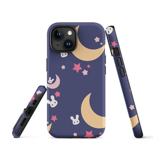 Dreamy Bunny Night Crescent Star iPhone 15 Robust Case Picture