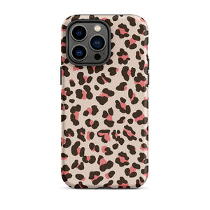 Fashionable Pinky Wild Leopard Motif iPhone 14 Pro Max Rugged Case