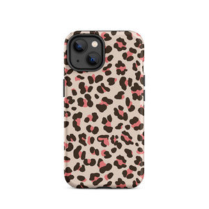 Fashionable Pinky Wild Leopard Motif iPhone 14 Rugged Case