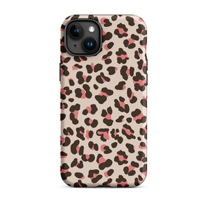 Fashionable Pinky Wild Leopard Motif iPhone 15 Plus Rugged Case