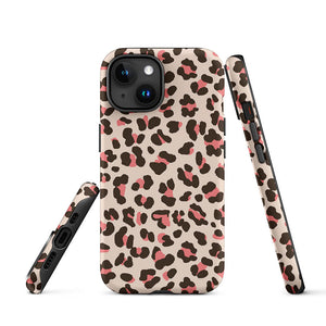 Fashionable Pinky Wild Leopard Motif iPhone 15 Rugged Case Picture