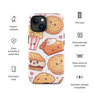 Funny Kawaii Bakery Dessert Selection iPhone 15 Rugged Case Features