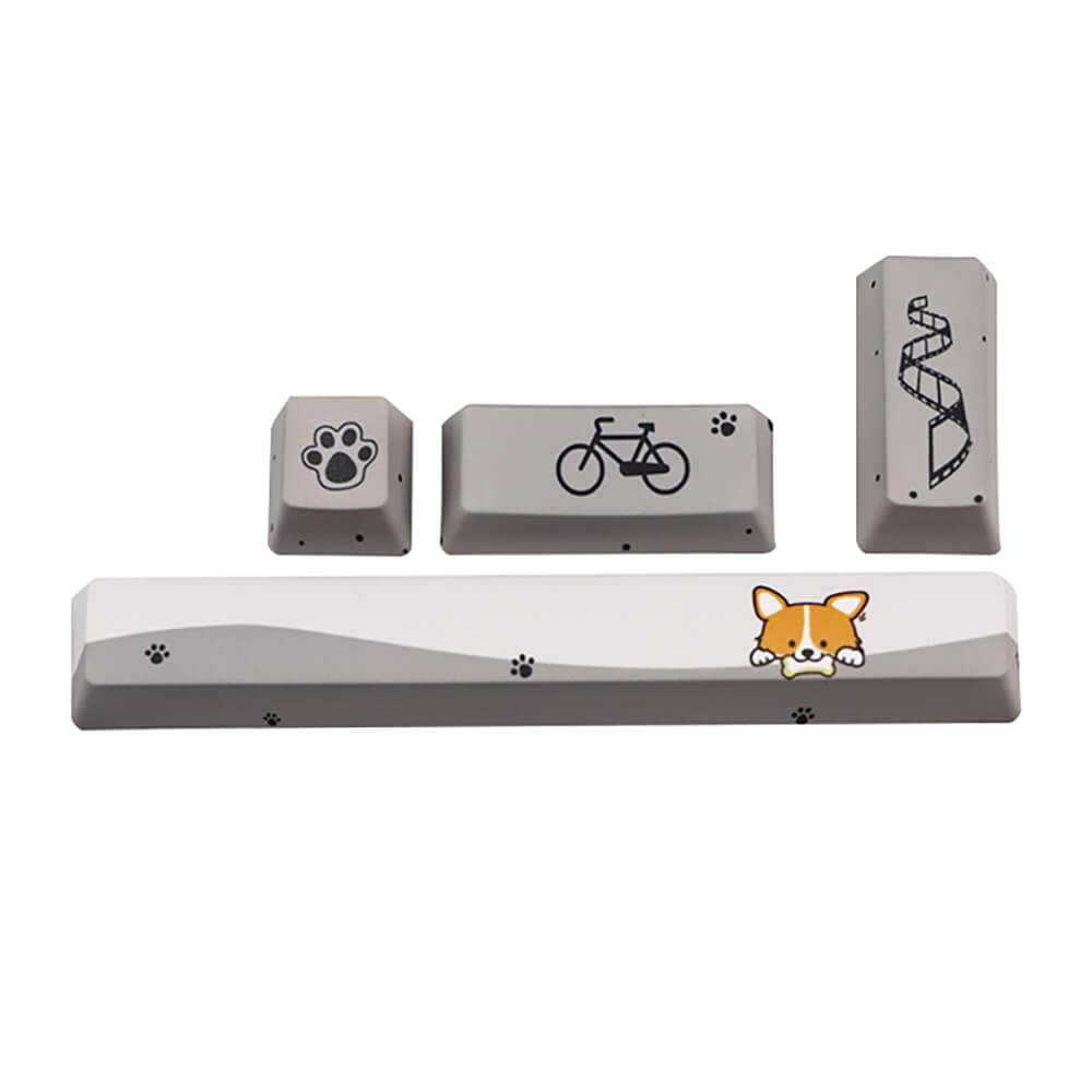 Gray Funny Shiba Inu PBT Keycaps Customized Keyboard Keys