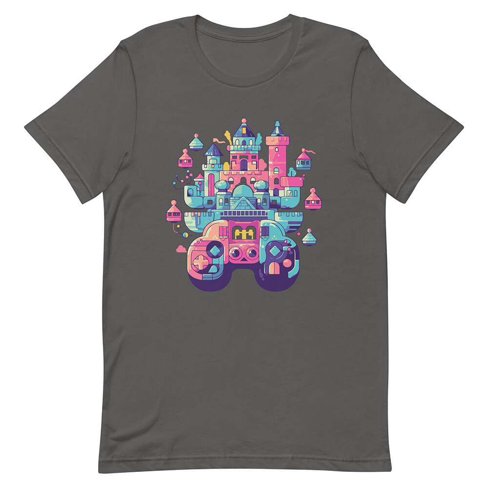 Gray Platform Fantasy Enchanted Castle Gamepad Control Tee