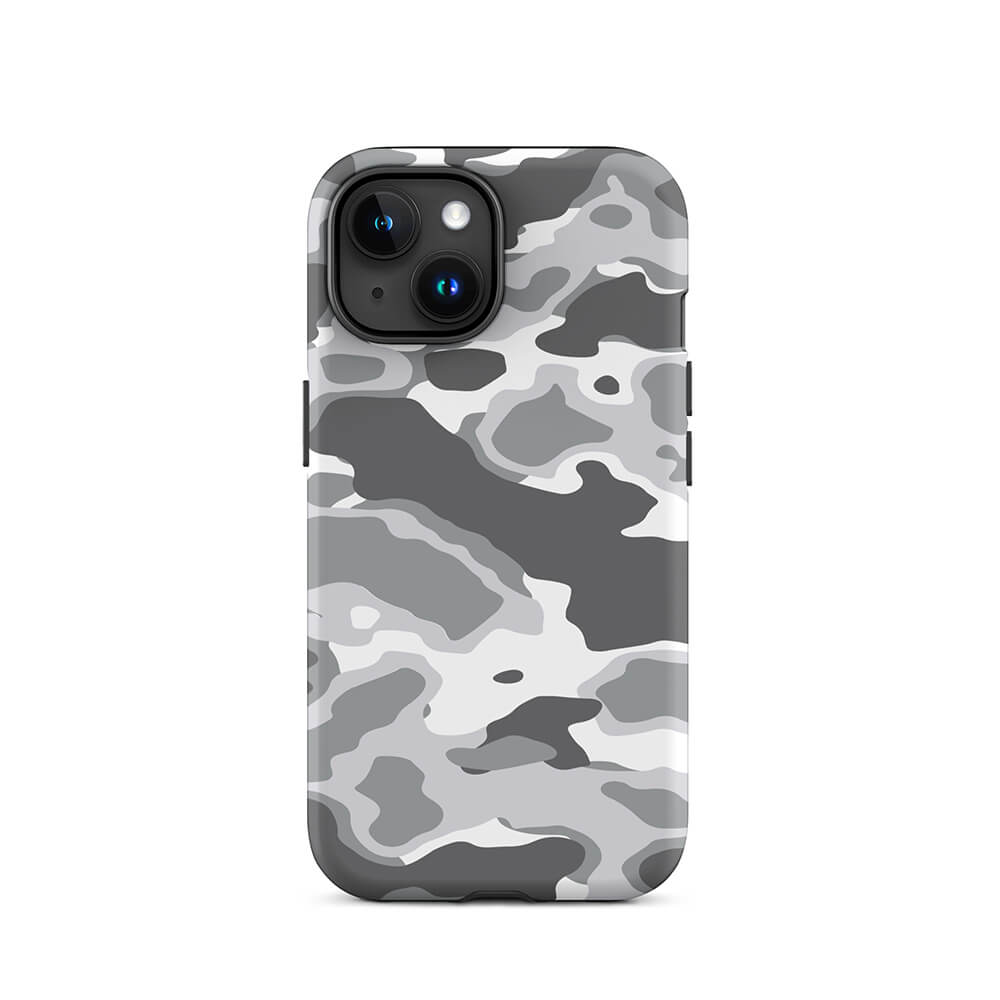 Grayish Polar Mission Camouflage Armor iPhone 15 Tough Case