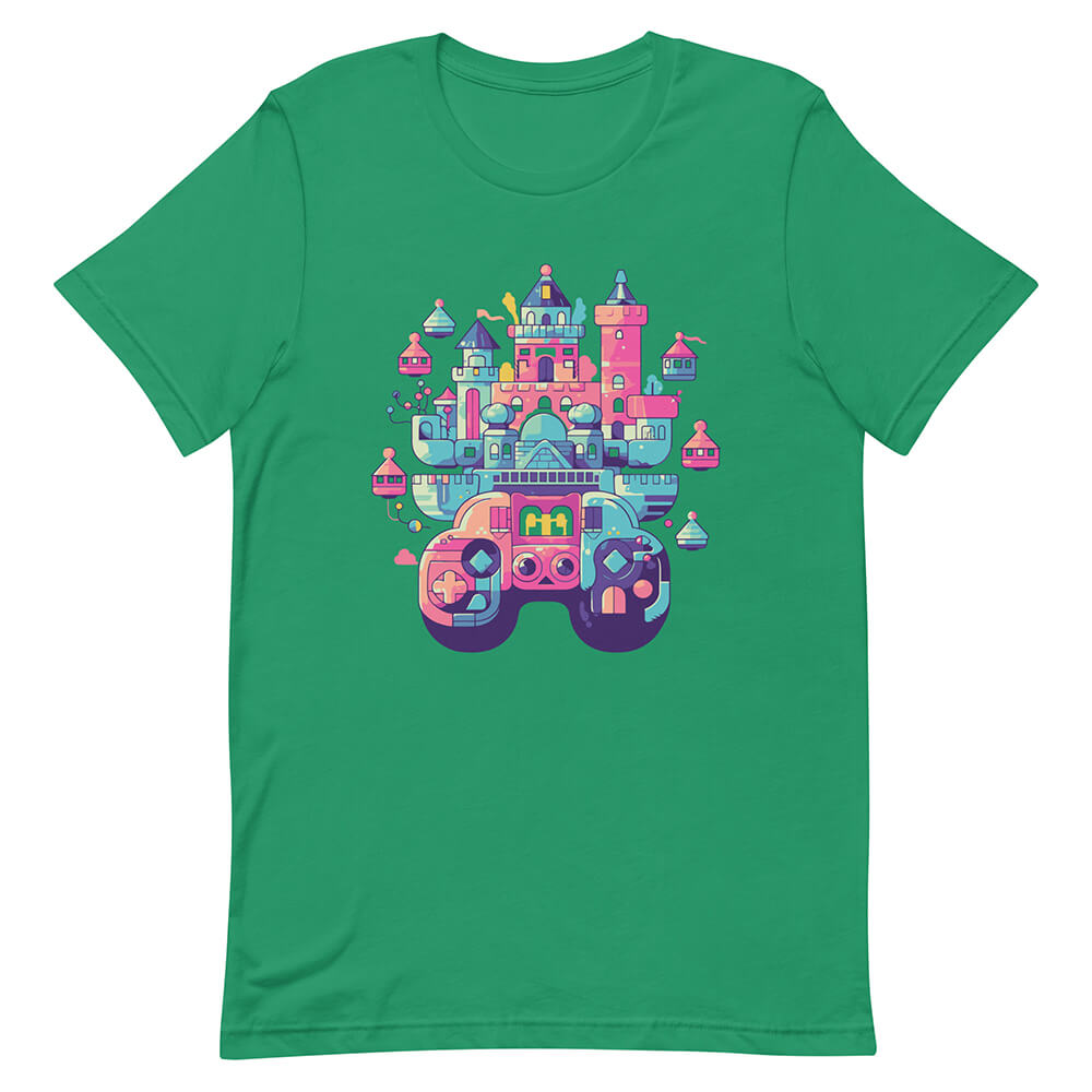 Green Platform Fantasy Enchanted Castle Gamepad Control Tee