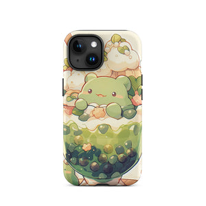 Happy Bear Green Bubble Tea iPhone 15 Tough Case