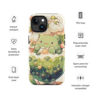 Happy Bear Green Bubble Tea iPhone 15 Tough Case Features