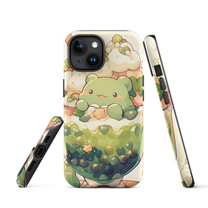 Happy Bear Green Bubble Tea iPhone 15 Tough Case Picture