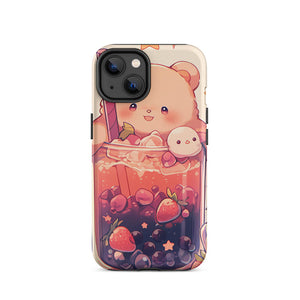 Happy Bear Red Berries Bubble Tea iPhone 14 Case